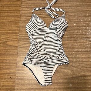 Victoria’s Secret The Forever One Piece Swimsuit XS Black and White Stripes